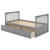 Twin over Twin Bunk Bed with Drawers, Convertible Beds, Gray - Home Elegance USA