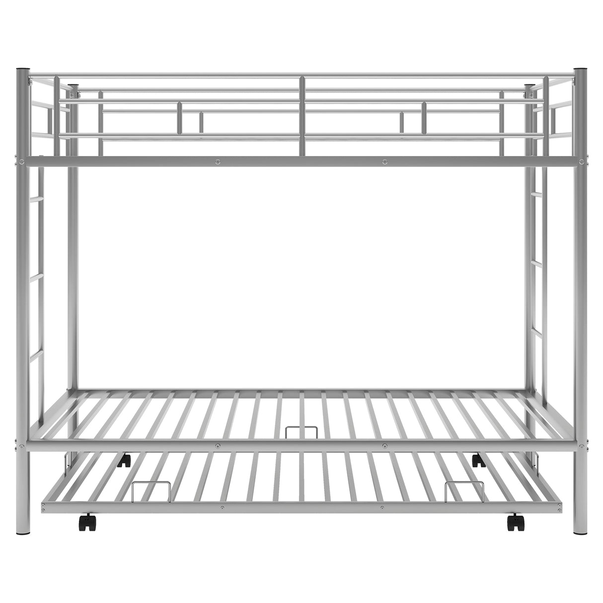 Twin over Twin Bunk Bed with Trundle, Silver - Home Elegance USA