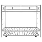 Twin over Twin Bunk Bed with Trundle, Silver - Home Elegance USA