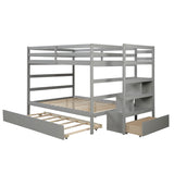 Full over Full Bunk Bed with Twin Size Trundle (Gray)(OLD SKU :LP000033AAE) - Home Elegance USA