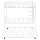 Twin-Over-Twin Metal Bunk Bed With Trundle,Can be Divided into two beds,No Box Spring needed ,White ( old sku: MF194806AAK ) - Home Elegance USA