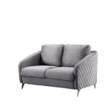 Sofia Gray Velvet Fabric Sofa Loveseat Chair Living Room Set Home Elegance USA