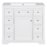 36" Bathroom Vanity with Sink Combo, One Cabinet and Six Drawers, Solid Wood and MDF Board, White - SY999404AAK - image - 14