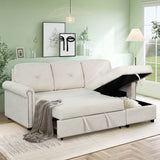 83" Modern Convertible Sleeper Sofa Bed with Storage Chaise,Beige(Old Sku:SG000344AAA) | Home Elegance USA