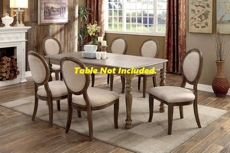 Transitional Rustic Oak and Beige Side Chairs Set of 2 Chairs Dining Room Furniture Padded fabric seat Elegant Kitchen Dining Room - Home Elegance USA