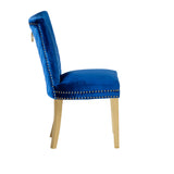 Eva 2 Piece Gold Legs Dining Chairs Finished with Velvet Fabric in Blue - Home Elegance USA