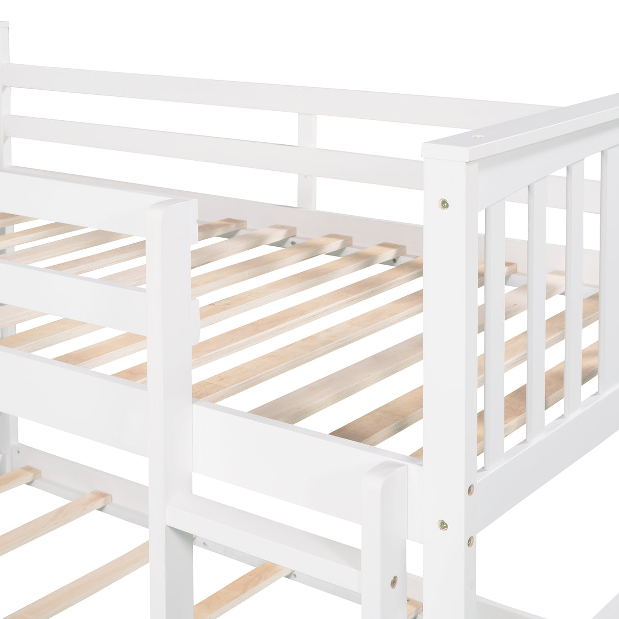 Twin Over Twin Bunk Bed with Slide and Ladder, White (Old SKU：LP000108AAK) - Home Elegance USA