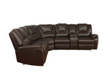 Hong Kong Power Reclining Sectional made with Faux Leather in Brown - Home Elegance USA