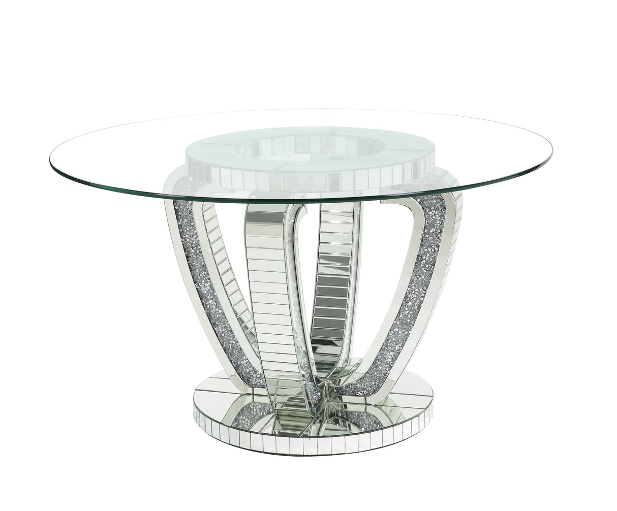 ACME Noralie DINING TABLE Mirrored & Faux Diamonds DN00717 - Home Elegance USA
