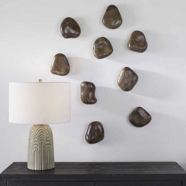 Uttermost Pebbles Wood Wall Decor - Set Of 9 - Home Elegance USA