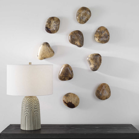 Uttermost Pebbles Wood Wall Decor - Set Of 9 - Home Elegance USA