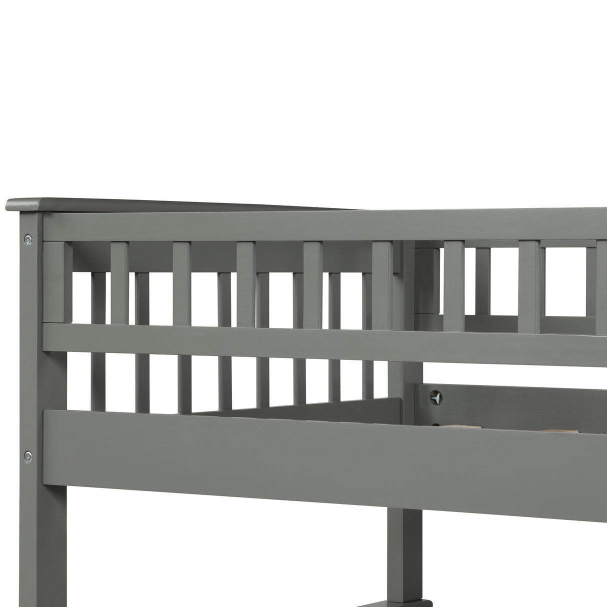 Twin over Full Bunk Bed with Shelves, Gray - Home Elegance USA