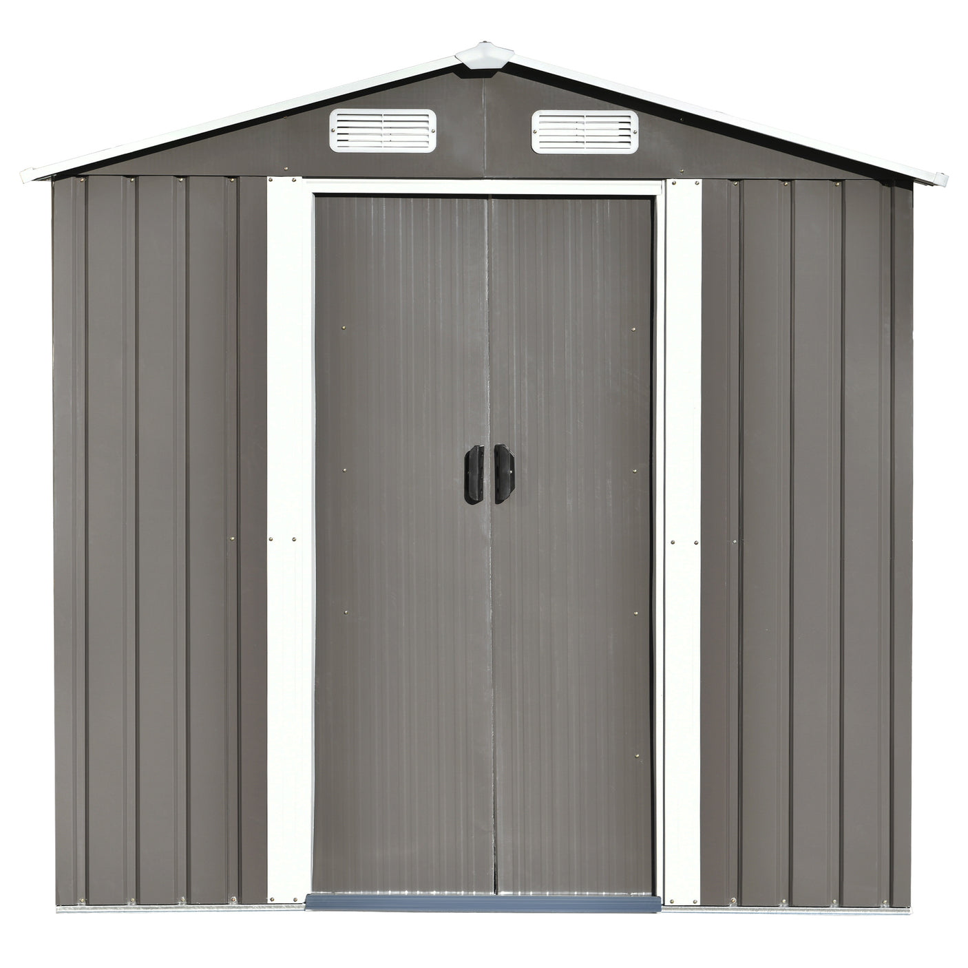 TOPMAX Patio 6ft x4ft Bike Shed Garden Shed, Metal Storage Shed with Adjustable Shelf and Lockable Door, Tool Cabinet with Vents and Foundation for Backyard, Lawn, Garden, Gray