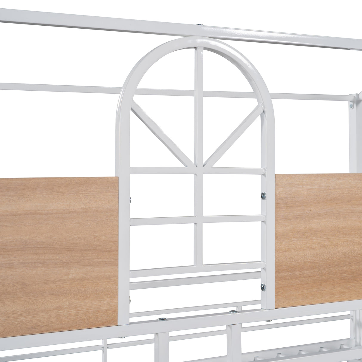 Twin Over Twin Metal Bunk Bed ,Metal Housebed With Slide,Three Colors Available.(White with White  Slide)(OLD SKU :LP000095AAK) - Home Elegance USA