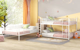 Full-Full-Full Metal  Triple Bed  with Built-in Ladder, Divided into Three Separate Beds,White - Home Elegance USA