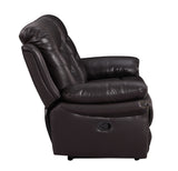 Global United  Leather Air Upholstered Reclining Console Loveseat with Fiber Back Home Elegance USA