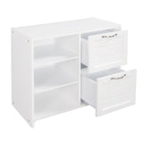 Low Twin Size Loft Bed with Cabinets, Shelves and Slide - White(OLD SKU :LP000503AAK)