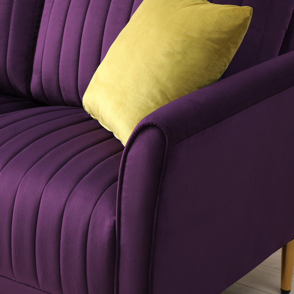 Modern Soft Velvet Accent Chair Living Room Chair Bedroom Chair Home Chair With Gold Legs, Purple Home Elegance USA