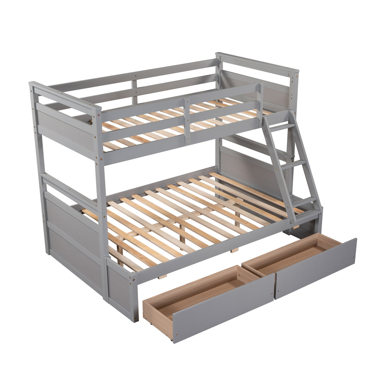 Twin over Full Bunk Bed with Storage - Gray(OLD SKU :LP000022AAE) - Home Elegance USA