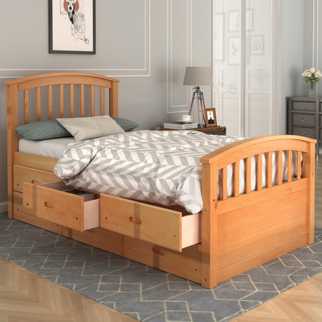 ORISFUR. Twin Size Platform Storage Bed Solid Wood Bed with 6 Drawers - Home Elegance USA