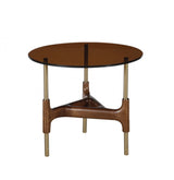 Modrest Lawson Modern Round Walnut & Glass End Table - Home Elegance USA