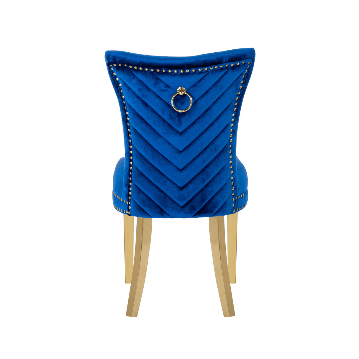 Eva 2 Piece Gold Legs Dining Chairs Finished with Velvet Fabric in Blue - Home Elegance USA