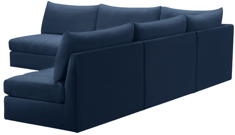 Jacob - Modular Sectional 5 Piece - Navy - Fabric - Modern & Contemporary - Home Elegance USA