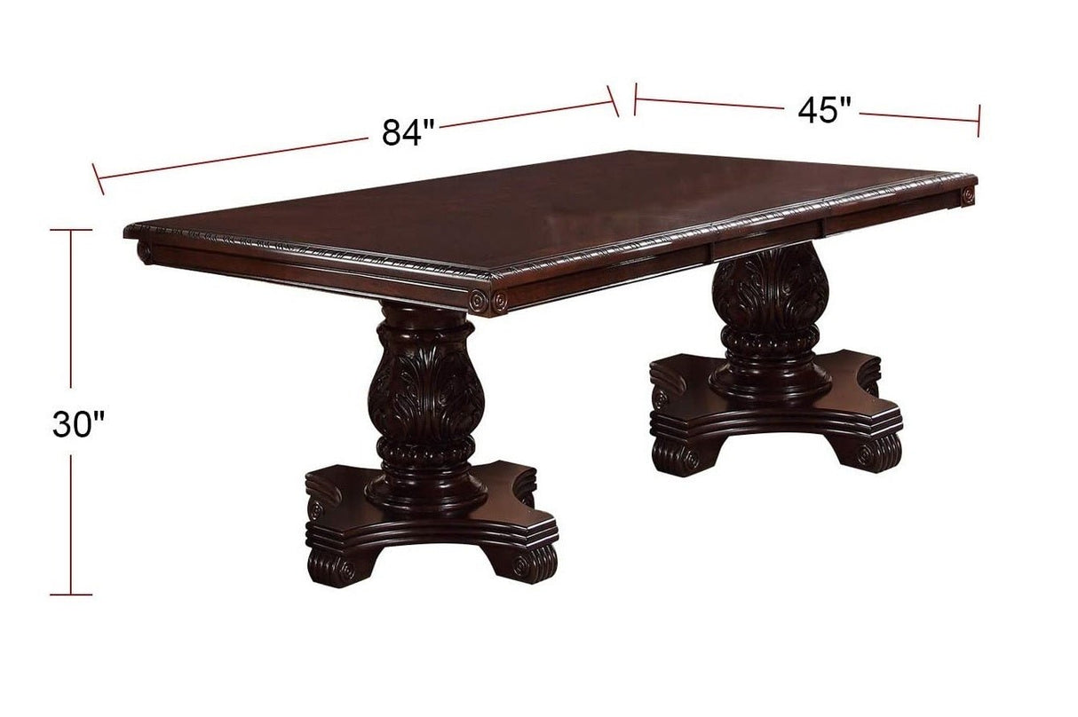 Majestic Royal Dining Room Table w Leaf 2x Arm Chairs And 6x Side Chairs Brown 9pc Set Rubberwood Dining Table Double Pedestal Base Rectangle Table - Home Elegance USA