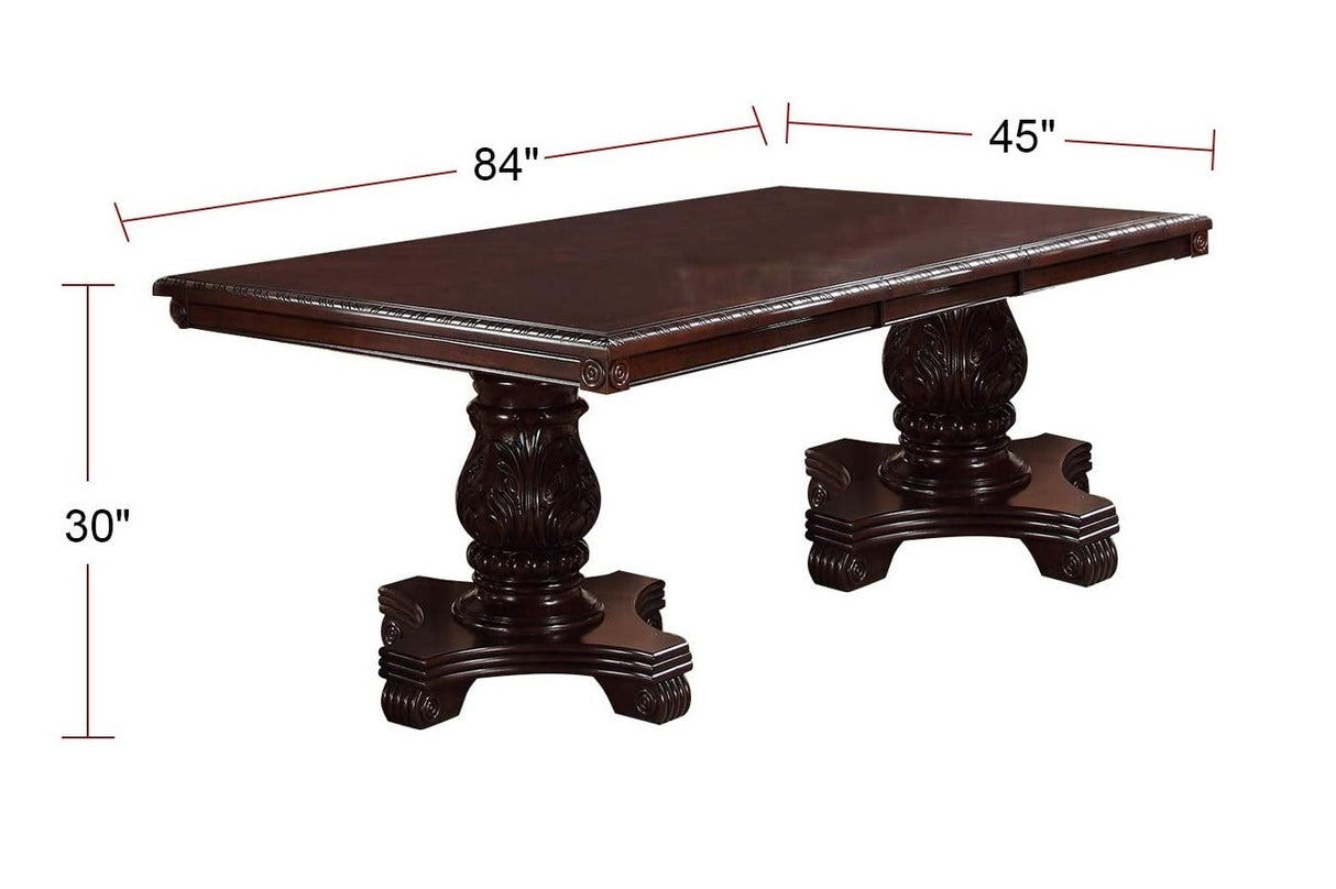 Formal Dining Room Table w Leaf Brown 1pc Dining Table Only Double Pedestal Base Royal Rectangle Table - Home Elegance USA