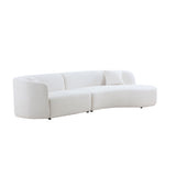 Luxury Modern Style Living Room Upholstery Curved Sofa with Chaise 2-Piece Set, Right Hand Facing Sectional,  Boucle Couch, White - Home Elegance USA