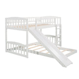 Twin Over Twin Bunk Bed with Slide and Ladder, White(OLD SKU :LP000514AAK) - Home Elegance USA