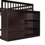 Full over Full Bunk Bed with 4 Drawers and 3 Shelves-Espresso - Home Elegance USA