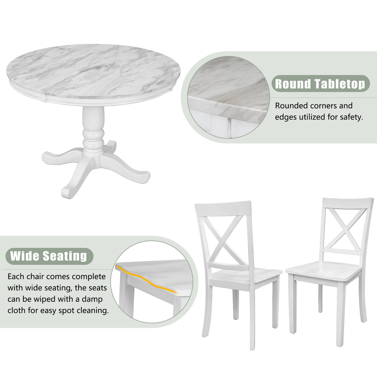 Orisfur. 5 Pieces Dining Table and Chairs Set for 4 Persons, Kitchen Room Solid Wood Table with 4 Chairs - Home Elegance USA