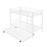 Twin-Over-Twin Metal Bunk Bed With Trundle,Can be Divided into two beds,No Box Spring needed ,White ( old sku: MF194806AAK ) - Home Elegance USA