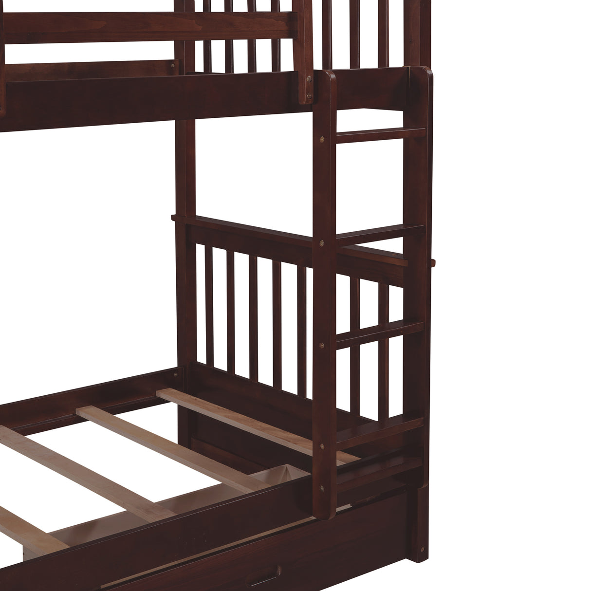 Twin-Over-Twin Bunk Bed with Ladders and Two Storage Drawers (Espresso) - Home Elegance USA