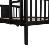 Full over Full Bunk Bed with Ladder for Bedroom, Guest Room Furniture-Espresso(OLD SKU :LP000203AAP) - Home Elegance USA