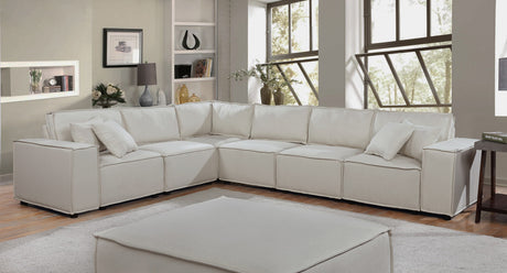 Janelle Modular Sectional Sofa in Beige Linen - Home Elegance USA