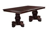 Formal Dining Room Table w Leaf Brown 1pc Dining Table Only Double Pedestal Base Royal Rectangle Table - Home Elegance USA