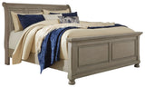 Lettner - Light Gray - Queen Sleigh Bed - 6 Pc. - Dresser, Mirror, Chest, Queen Bed - Home Elegance USA