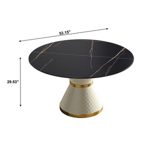 53.15"Modern artificial stone round white carbon steel base dining table - can accommodate 6 people - W1535S00216 - image - 10