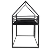 Twin over Twin House Bunk Bed with Built-in Ladder,Black - Home Elegance USA