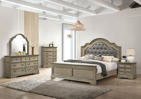 Lasthenia - Queen Bed & 1 Nightstand & Dresser & Mirror & Chest - Home Elegance USA