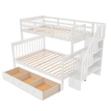 Stairway Twin-Over-Full Bunk Bed with Drawer, Storage and Guard Rail for Bedroom, Dorm, for Adults, White color(OLD SKU :LP000219AAK) Home Elegance USA