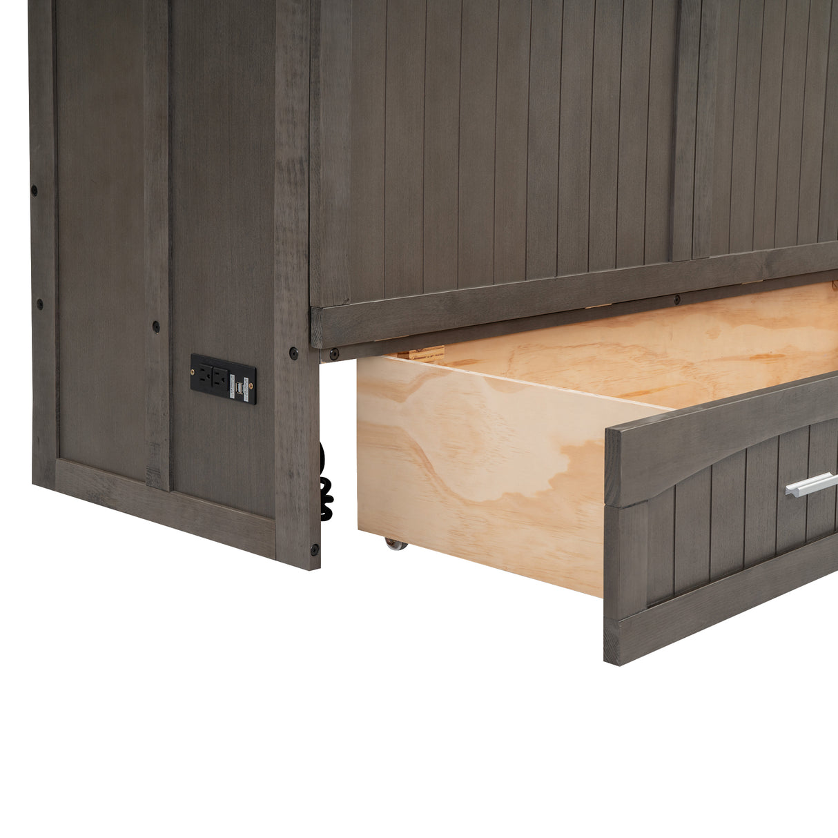 Queen Size Murphy Bed with Built-In Charging Station, Antique Grey(Expected Arrival Time: 8.9) - Home Elegance USA