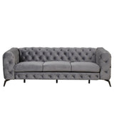 Modern 3-Piece Sofa Sets with Sturdy Metal Legs,Velvet Upholstered Couches Sets Including Three Seat Sofa, Loveseat and Single Chair for Living Room Furniture Set,Gray Home Elegance USA