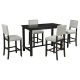 TREXM 5-Piece Counter Height Dining Set, Classic Elegant Table and 4 Chairs in Espresso and Beige - Home Elegance USA