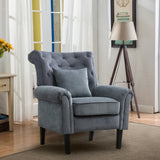Vanbow.High elastic shaped Modern chair with backrest, Bedroom, Living room, Reading chair (blue) - Home Elegance USA