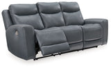 Mindanao - Steel - 2 Pc. - Power Reclining Sofa, Power Reclining Loveseat With Console - Home Elegance USA