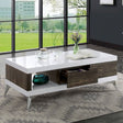 Corinne - Coffee Table - White / Distressed Dark Oak | Home Elegance USA