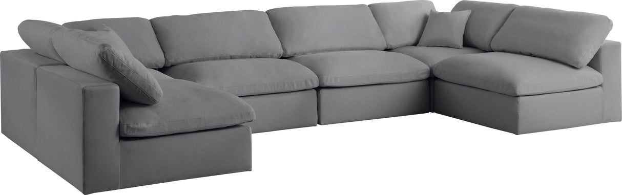 Serene - Cloud Modular Sectional 6 Piece - Grey - Fabric - Home Elegance USA